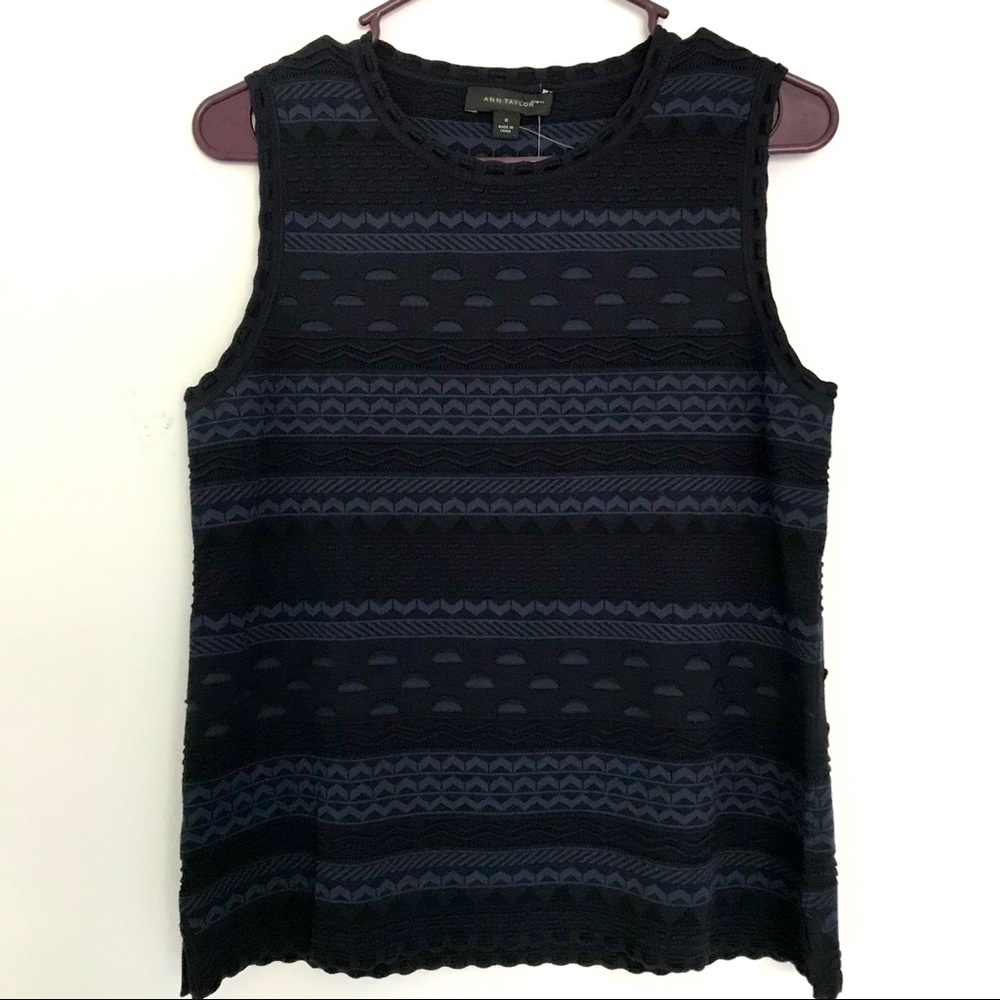 NEW Ann Taylor Black & Blue Sleeveless Top